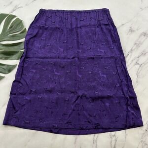 New Aura Womens Vintage Skirt Size M Purple Jacquard Animal Print 90s Shimmer